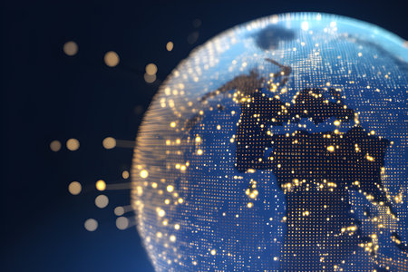 little dots binary code and lines big data global businessの素材