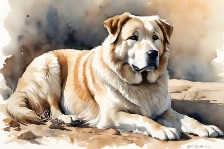 a Watercolor Portrait of cute dogの素材