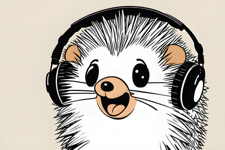 porcupine is shown listening to music the hedgehogの素材
