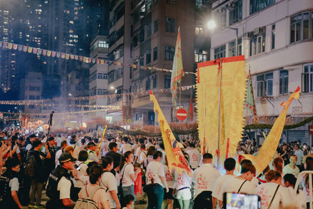 Sept 28 2023 the Tai Hang Fire Dragon Dance at hong kongの写真素材