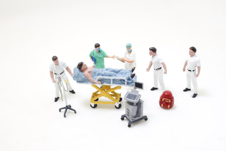 Paramedics React Quick to Bring Injured Patientの写真素材
