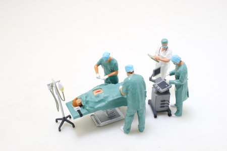 doctor in cutting thread with scissors, teamwork and supportの写真素材