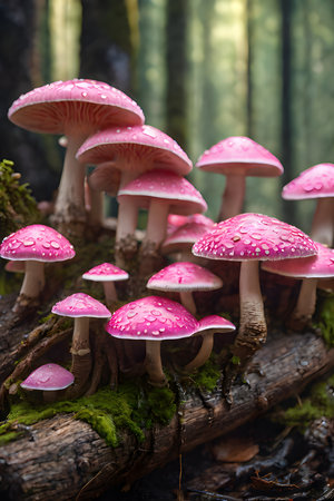 a pink mushroom specifically rhodotus palmatus decayingの素材