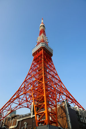 A Tokyo tower with blue sky , Landmark of Japan Nov 27 2023のeditorial素材