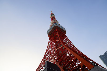 Tokyo tower with blue sky , Landmark of Japan Nov 27 2023のeditorial素材