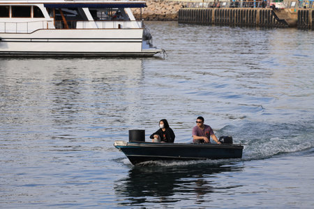 Jan 13 2024 the little boat in the Hong Kongの写真素材