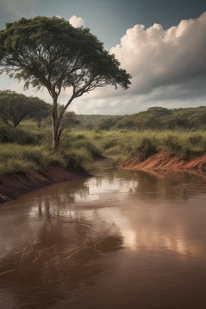 a Serene sunrise over vast mountain landscape with endless skyの素材