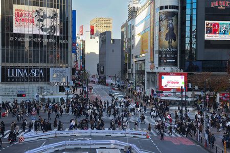 Nov 29 2023 many people walking crossing road in shibuya streetのeditorial素材