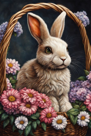 a bunny cute, the Easter theme, ai generatedの素材
