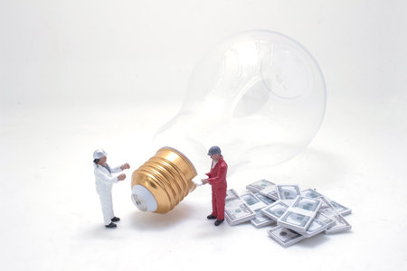 the figure with light bulb, concept of new ideas with inno