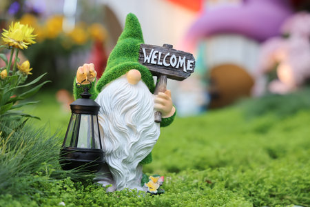a Welcome garden gnome at the gardenの写真素材
