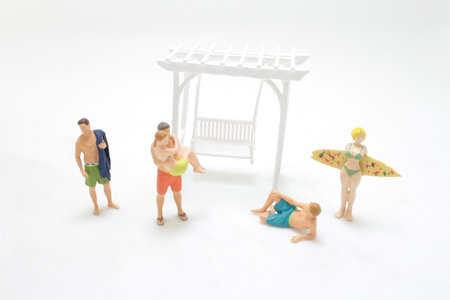 a model relaxing with slim figure on tropical travel summer holidays.の写真素材