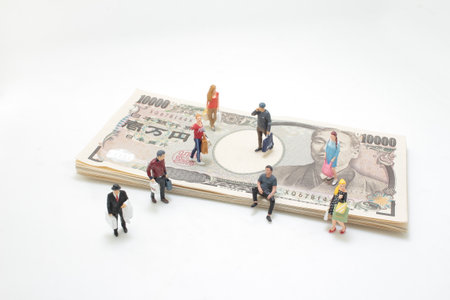 a group of figure people happy shopping at japanの写真素材