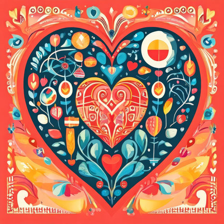 an AI Image Generator, Heart doodle Cartoon lines illustration