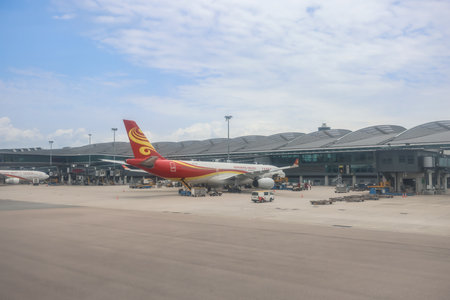 Jet flights dock in an airport, hong kong May 11 2024のeditorial素材