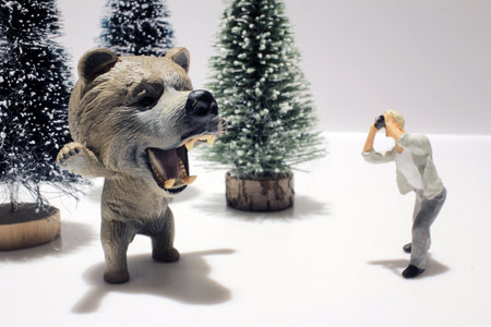 the fun of figure in miniature worldの写真素材