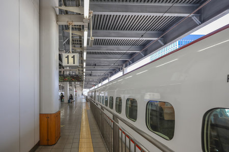 May 18 2024 the railroad station platform at Fukuoka station, japan