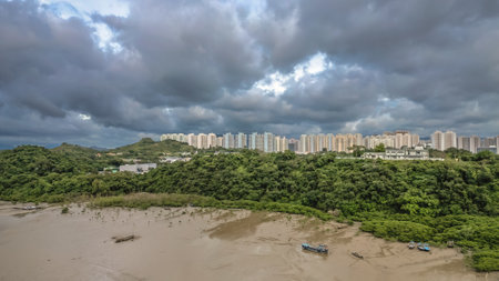 the residential buildings, Tin Shui Wai, Hong Kongの写真素材