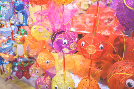 the paper lantern, store at tai kiu market, hk Aug 31 2024の写真素材