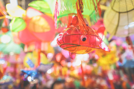 the paper lantern, store at tai kiu market, hk Aug 31 2024の写真素材