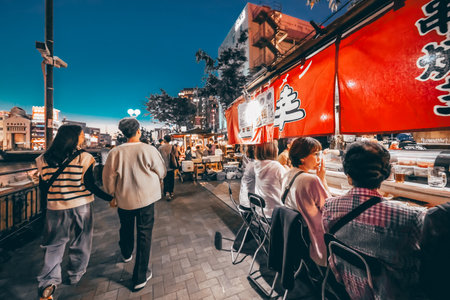 May 17 2024 Savoring the Culinary Delights of Fukuoka Iconic Yatai Food Stallsの写真素材