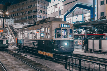 Nagasaki City Tram, Japan convenient public transportation to travel May 13 2024の写真素材