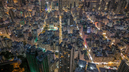 Jan 27 2025 Urban panoramic view showcasing a vibrant cityscape at nightの写真素材