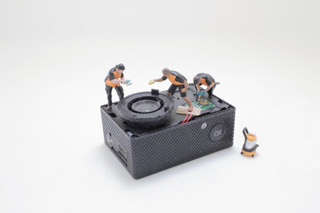 a miniature toy figures, dressed as workersの写真素材