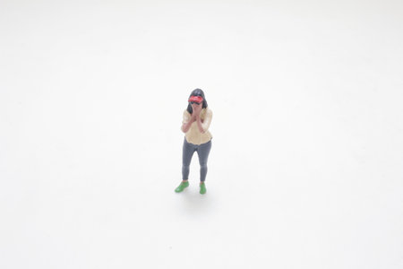 miniature plastic figure of a person wearingの写真素材