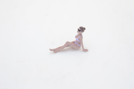 small detailed sculpture of a woman in a swimsuitの写真素材