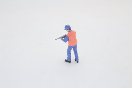 A detailed miniature figure of a construction workerの写真素材