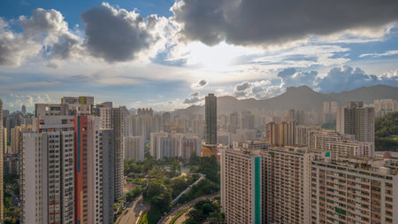 Urban high rise architecture showcasing densely packedの写真素材