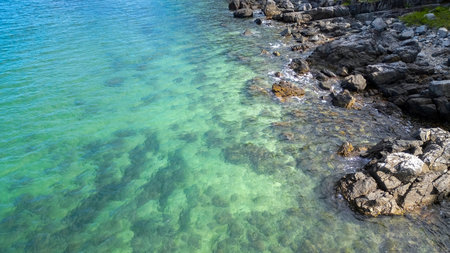 a Rock Beach Coastal Landscape Waves Shoreline View Hong Kongの写真素材