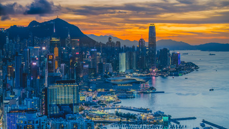 Harbour Lights Awaken at Central Twilight Hour