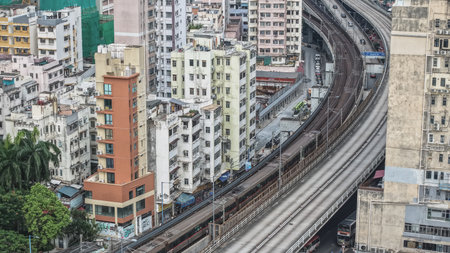curved highway, embodying the spirit of metropolitan life and urban development.の写真素材