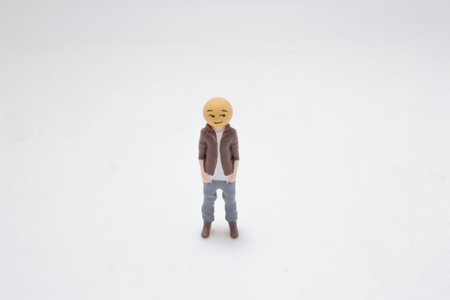 a Stylized Figurine Smiling with Emoji Face on Minimalistic