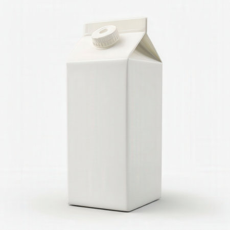 the AI Image Generator, Minimalist Mockup of White Milk Carton on Plainの素材