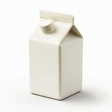 the AI Image Generator, Minimalist Mockup of White Milk Carton on Plainの素材