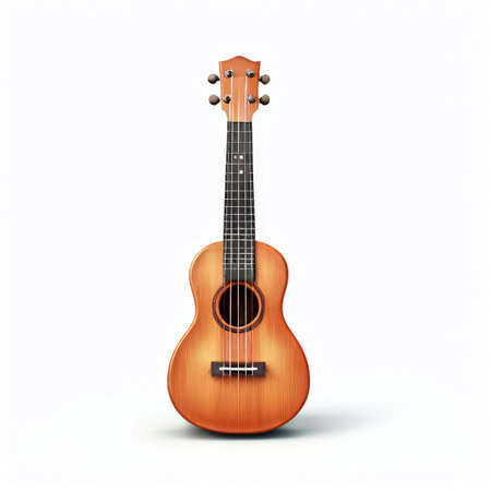 the AI Image Generator, Wooden Acoustic Ukulele Displayed Againstの素材