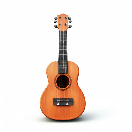 the AI Image Generator, Wooden Acoustic Ukulele Displayed Againstの素材