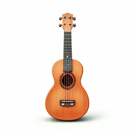 the AI Image Generator, Wooden Acoustic Ukulele Displayed Againstの素材