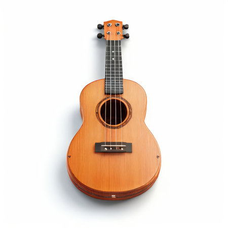 the AI Image Generator, Wooden Acoustic Ukulele Displayed Againstの素材