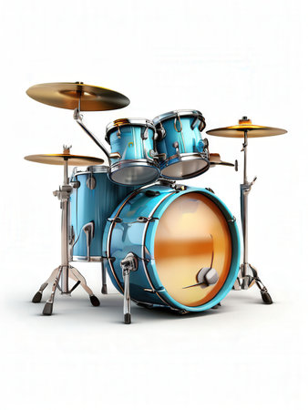 the AI Image Generator, Orange Drum Set Isolated on White Background with Cymbals and Hardwareの素材