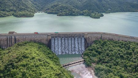 Scenic heritage dam in Hong Kong nature reserve