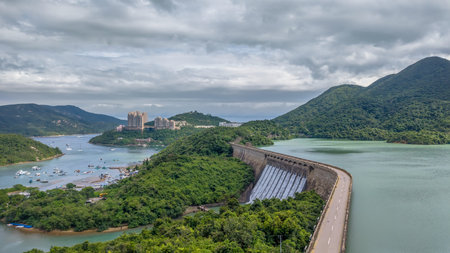 Historic dam road with nature and water views