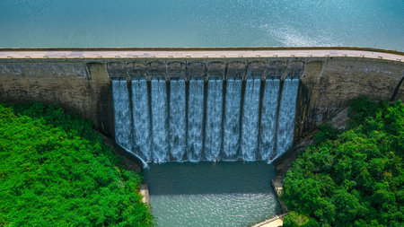 Scenic heritage dam in Hong Kong nature reserveの写真素材