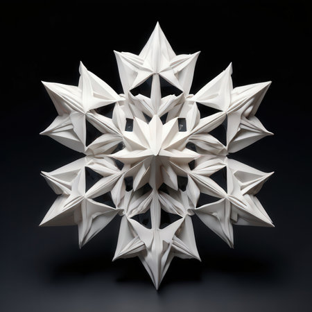 Intricate Origami Snowflake With Blue and White Layers the AI Image Generator,の素材