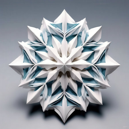Intricate Origami Snowflake With Blue and White Layers the AI Image Generator,の素材