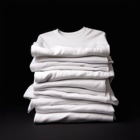 the AI Image Generator, Stack of Folded White Shirts Displayed oの素材