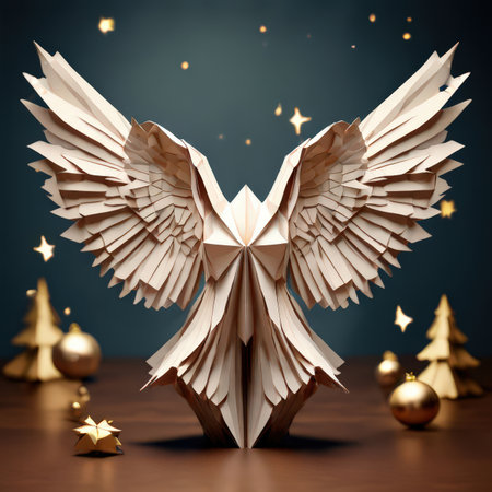 the AI Image Generator, Intricate Origami Art of a Bird with Detailed Symmetrical Wingsの素材